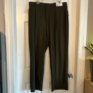 Uniqlo olive pleated wide leg trousers